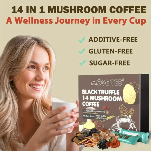 MOGE TEE 14 Mushroom Coffee, Black Truffle Latte, Cold Brew Arabica, 8OZ (15 Packets) - Image 5