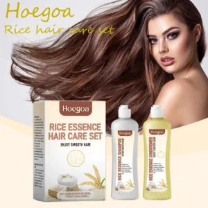 Hoegoa Rice Hair Care Set Keratin Repair Damaged Hair Oil Control Reduce Hair Spilt Ends Moisturizing Daily Hair Cleaning Set