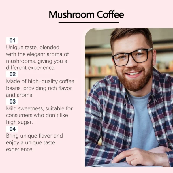 Googeer 100g Mushroom Coffee Mental Focus Immune Support Boost Memory Mellow Coffee Aroma Low Sugar Mushroom Coffee Drink - Image 3