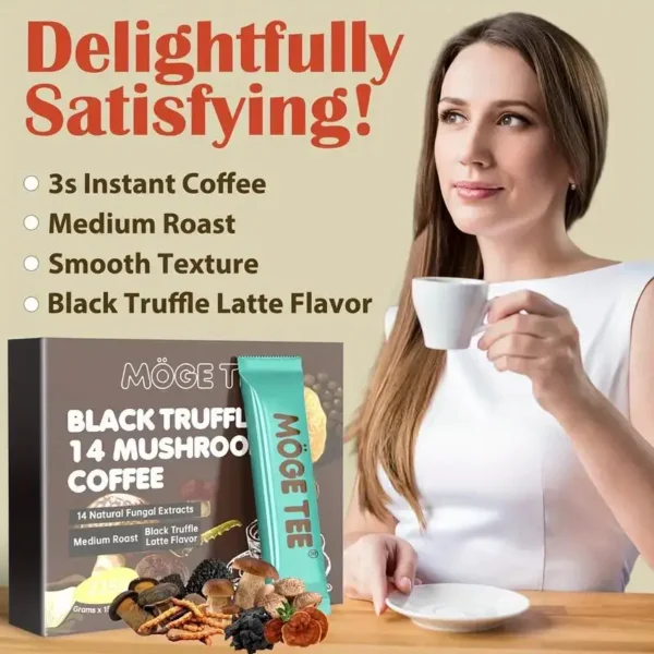 MOGE TEE 14 Mushroom Coffee, Black Truffle Latte, Cold Brew Arabica, 8OZ (15 Packets) - Image 2