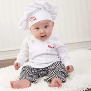 Baby Toddler Boys Girls Cook Chef Halloween Cosplay Outfits Baby Cook Chef Kitchen Uniform T-shirt Pants Hat Photography Costume
