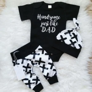 0-24 Month Toddler Kids Baby Boy 3Pcs Clothes Set Newborn Infant Boys Cotton Tops Romper Pants Leggings Outfits Clothing