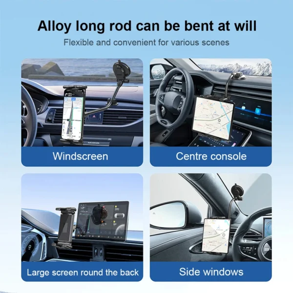 Suction Cup Windshield Car Tablet Mount Long Arm Truck Window Phone Stand Universal Gooseneck Phone Bracket for Tablets Phones - Image 4