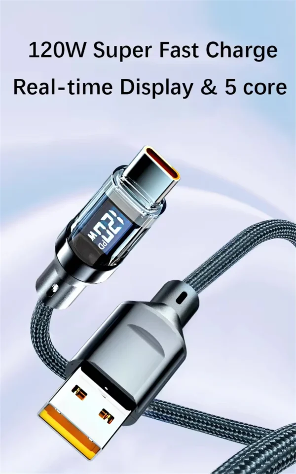 NNBILI 120W Type C to Type C Cable Phone Super Fast Charging Cable With LED Display USB To Type-C Data Cord For huawei oppo vivo - Image 9