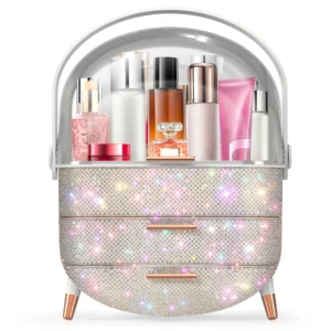 Compact Makeup Organizer - Spacious Storage for Eyeshadow, Skincare & More - Perfect for Bedrooms, Dorms, and Travel - Keeps Cos