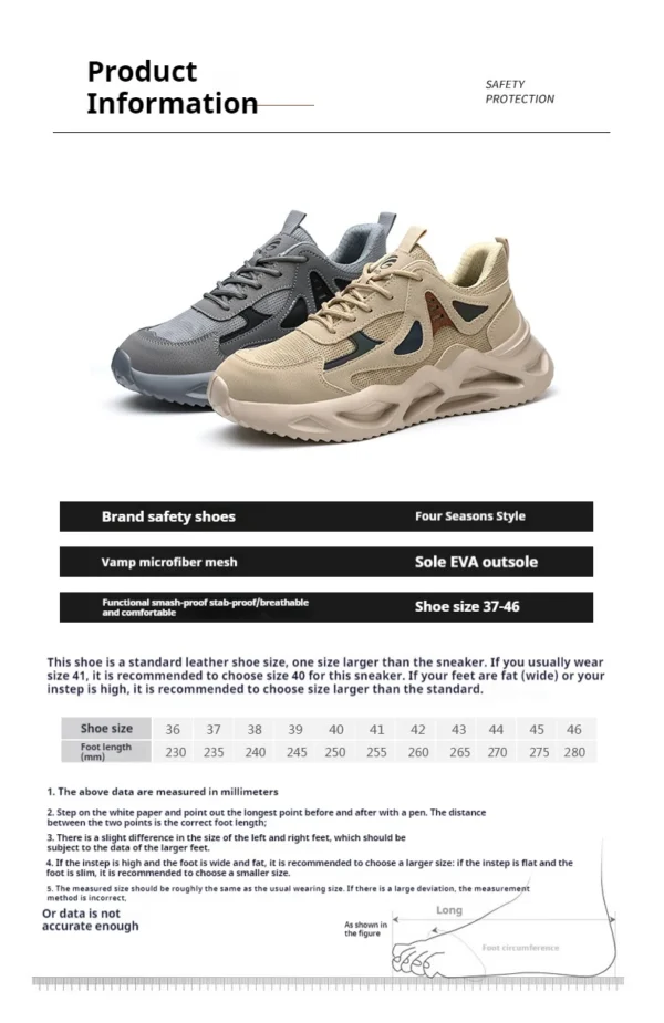 Lightweight Safety Shoes Men Work Shoes Steel Toe Work Boots Breathable Outdoor Sneakers Man Breathable Shoes Protective Boots - Image 13