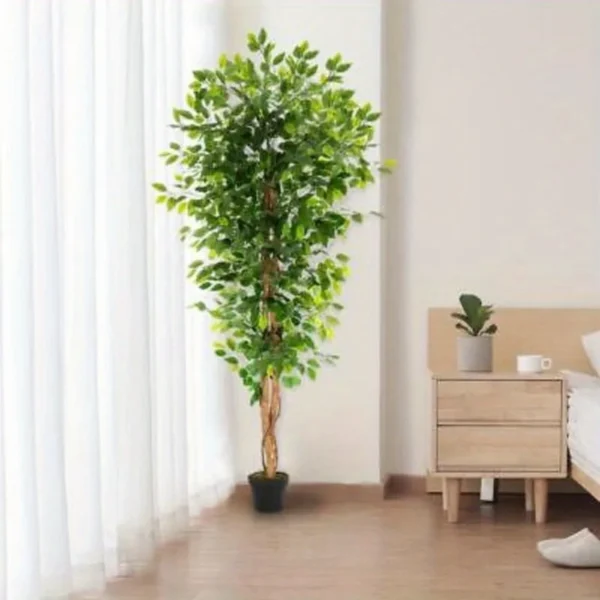 6' Artificial Ficus Silk Tree Fake Plant Potted Decor Yard Outdoor Indoor - Image 4