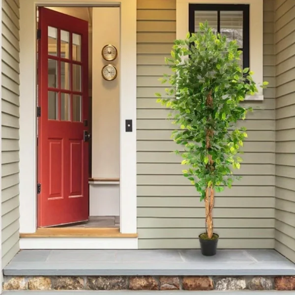 6' Artificial Ficus Silk Tree Fake Plant Potted Decor Yard Outdoor Indoor - Image 3