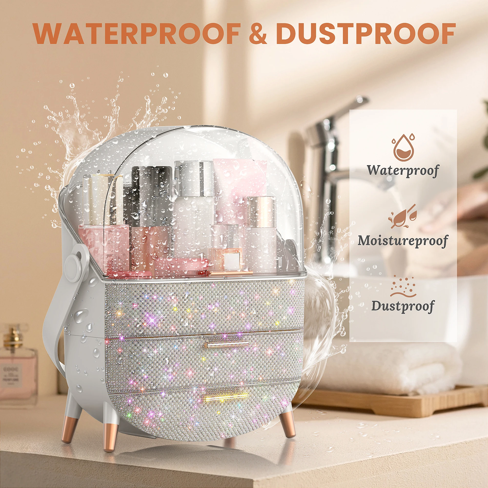 Compact Makeup Organizer - Spacious Storage for Eyeshadow, Skincare & More - Perfect for Bedrooms, Dorms, and Travel - Keeps Cos - Image 6