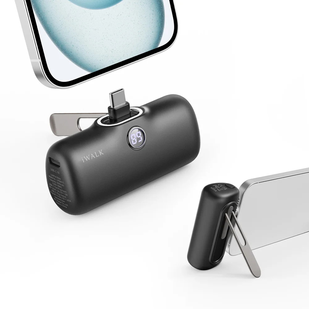 IWALK Capsule Power Bank Portable Fast Charging Stand Mobile Power Bank 5000mAh Compatible with iPhone 8-14 Lightning - Image 9