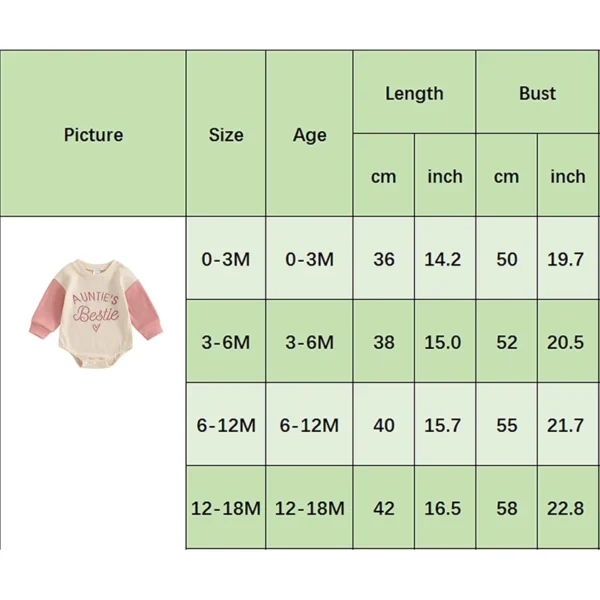 Newborn Baby Girl Clothes Long Sleeve Aunties Bestie Embroidery Romper Waffle Bodysuit Shirt Fall Outfits - Image 7