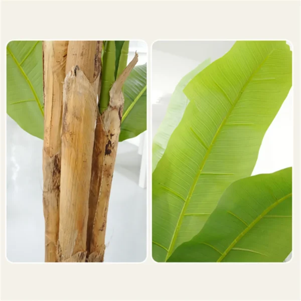 6.2FT/6.9FT Tall Artificial Banana Tree Fake Banana Tree With 10 Large Leaves And Natural Bark Greenery Potted Plant For Home - Image 4