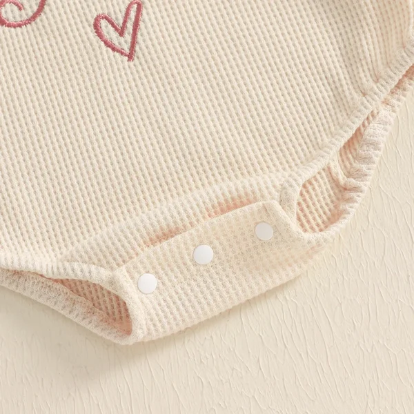 Newborn Baby Girl Clothes Long Sleeve Aunties Bestie Embroidery Romper Waffle Bodysuit Shirt Fall Outfits - Image 13