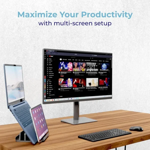 Vertical Laptop Stand Holder 5 Slots Aluminum Space-Saving Laptop Holder Adjustable Size Dock Tabletop Desk Organizer 3 Slot + - Image 6