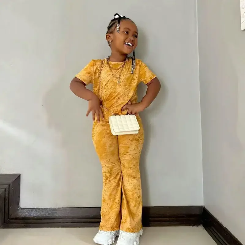 Girls Clothes 2 to 8 Years Tie Dye Short Sleeves T Shirt Tops+Pants Clothes Sets 2pcs Casual Kids Children's Clothing For Baby - Image 4