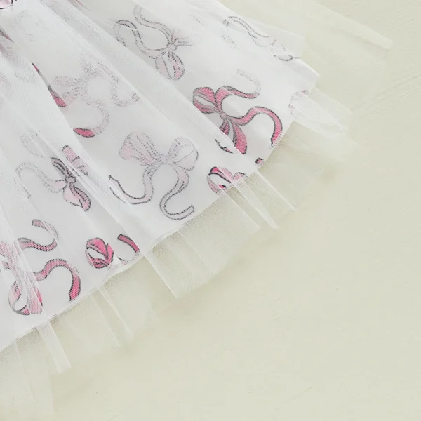 Infant Girls 2-Piece Summer Set with Short Sleeve Bow Print Top and Tulle Skirt - Adorable Baby Clothing for Warm Weather - Image 8