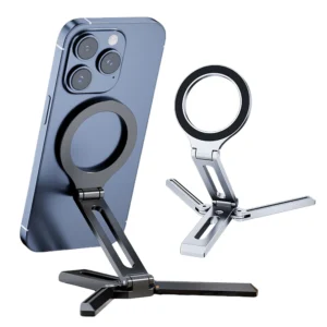 Magnetic Folding Phone Holder Aluminum Alloy Foldable Phone Stand Multifunctional Portable Desktop Phone Mount for Magsafe