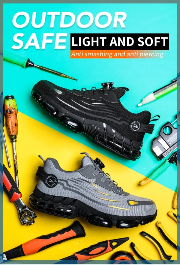 Rotating Button Steel Toe Safety Shoes Men Anti-smash Anti-puncture Work Shoes Breathable Sport Shoes Security Protective Boots - Image 10