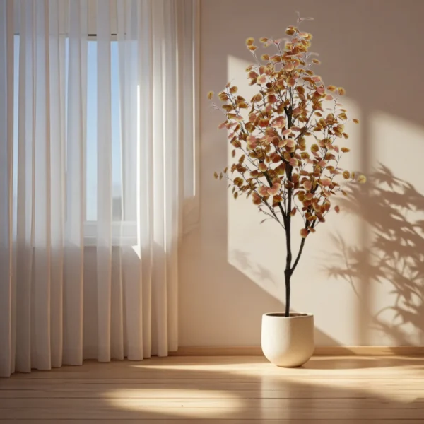 4ft/5ft Artificial Fall Eucalyptus Tree Tree Fake Plant in Pot Realistic Fall Leaf Autumn Leaves Decorations For Home Decor - Image 2