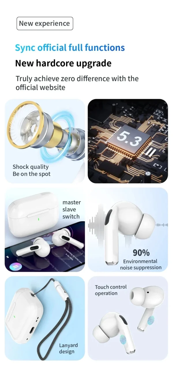 Tideboom Pro 5 TWS Max Wireless Bluetooth Earphones Sport Earbuds  In Ear Noise Cancelling Headset For iPhone Android Headphones - Image 16