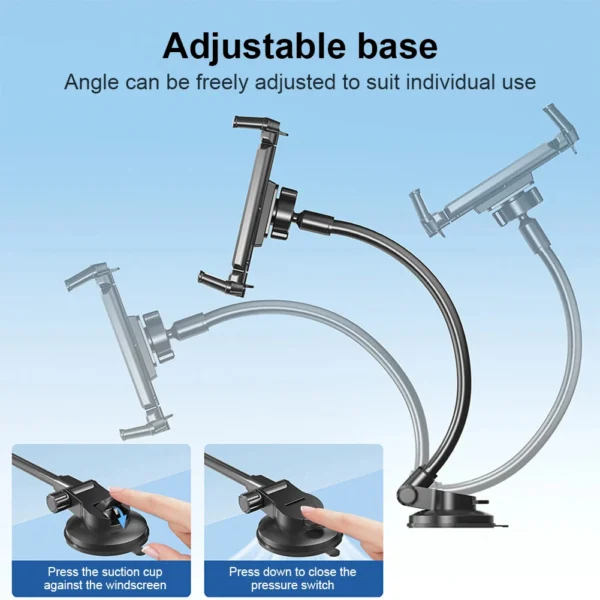 Suction Cup Windshield Car Tablet Mount Long Arm Truck Window Phone Stand Universal Gooseneck Phone Bracket for Tablets Phones - Image 5