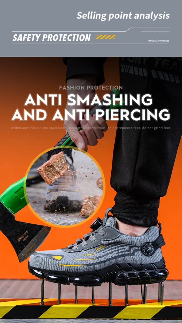 Rotating Button Steel Toe Safety Shoes Men Anti-smash Anti-puncture Work Shoes Breathable Sport Shoes Security Protective Boots - Image 14
