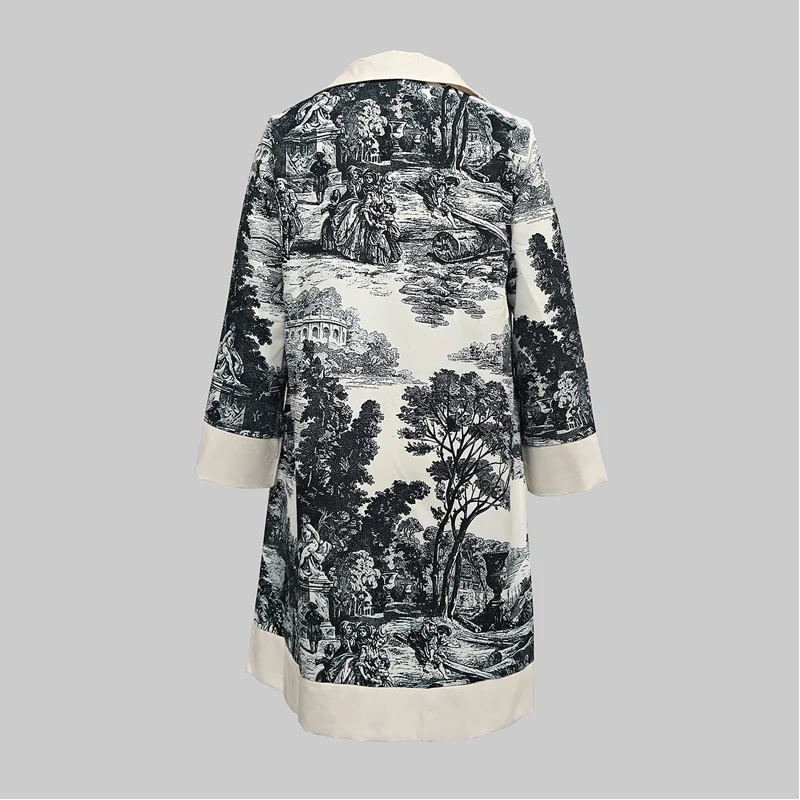 2025 Spring Summer Women Vintage Printed Party Evening Mini Dresses Long Sleeves Loose Lapel Short Shirts Dress - Image 5