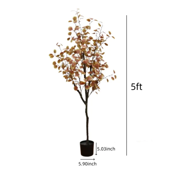 4ft/5ft Artificial Fall Eucalyptus Tree Tree Fake Plant in Pot Realistic Fall Leaf Autumn Leaves Decorations For Home Decor - Image 3