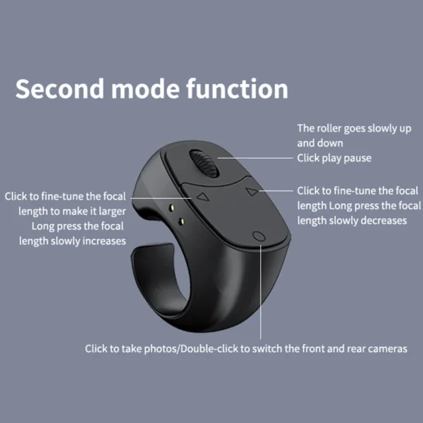 Scrolling Ring Remote Control Bluetooth Fingertip Selfie Camera Shutter Button Digital Wireless Page Turner with Phone Stand - Image 6