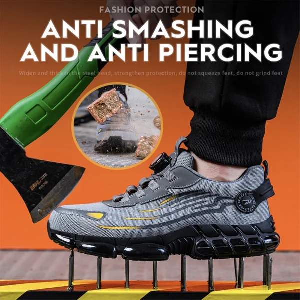 Rotating Button Steel Toe Safety Shoes Men Anti-smash Anti-puncture Work Shoes Breathable Sport Shoes Security Protective Boots - Image 5