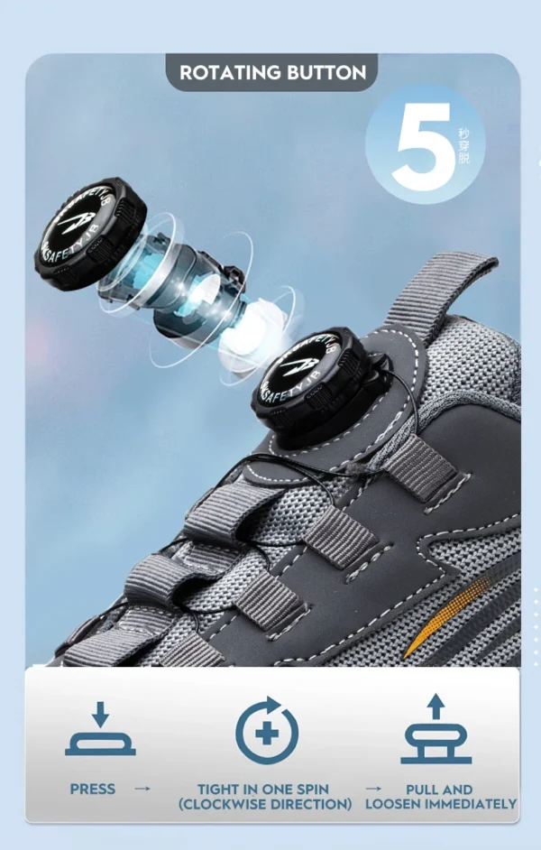 Rotating Button Steel Toe Safety Shoes Men Anti-smash Anti-puncture Work Shoes Breathable Sport Shoes Security Protective Boots - Image 11