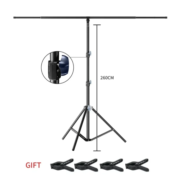 SH T-shaped Stand Tripod Background Backdrop Photography Adjustable Support System Photo Studio  for Non-Woven Muslin Backdrops - Image 7