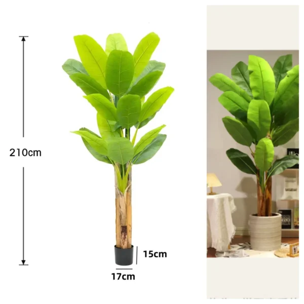 6.2FT/6.9FT Tall Artificial Banana Tree Fake Banana Tree With 10 Large Leaves And Natural Bark Greenery Potted Plant For Home - Image 6