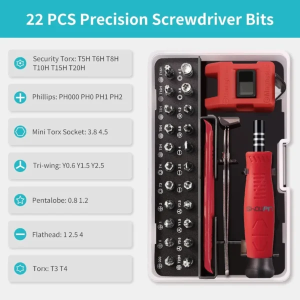 Showpin Mini Screwdriver Set for Computer PC Laptop MacBook Electronics Repair 35PCS Small Precision Tool Kit with Torx T5 T6 T - Image 2
