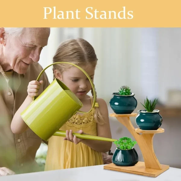 XXXFLOWER Bamboo Plant Stand 3 Tiers Indoor Succulent Windowsill Shelf Small Tabletop Plant Holder for Home Office Living Room - Image 4
