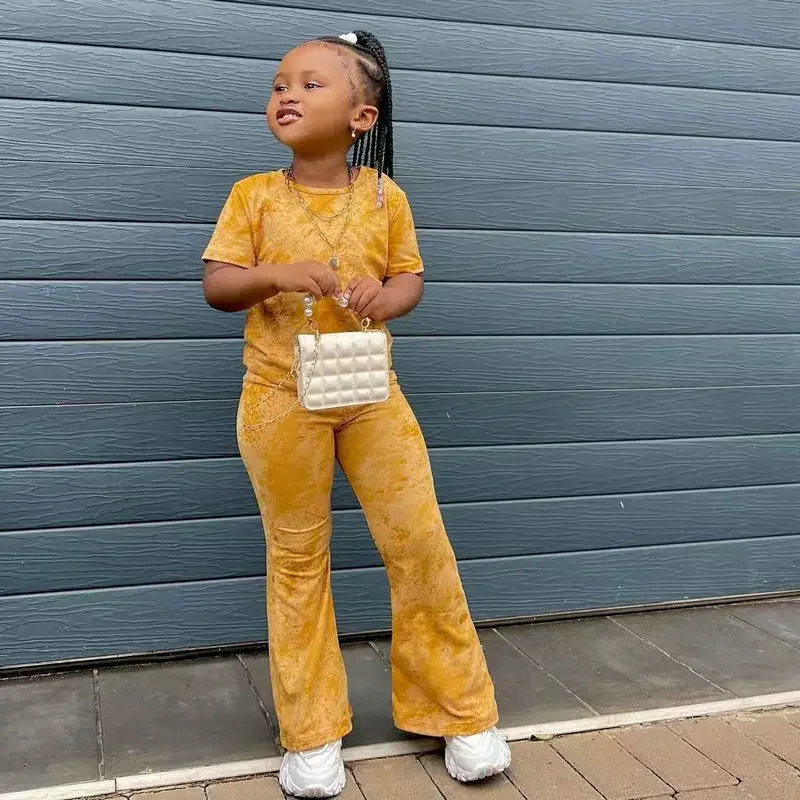 Girls Clothes 2 to 8 Years Tie Dye Short Sleeves T Shirt Tops+Pants Clothes Sets 2pcs Casual Kids Children's Clothing For Baby - Image 11