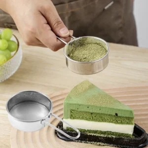 Stainless Steel Fine Mesh Flour Sieve Powdered Sugar Duster Flour Dispenser Shaker For Matcha Chocolate Powder Baking Supplies