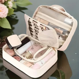 2024  Makeup Cosmetic Bag - Spacious & Versatile with 2 Detachable Pockets, Removable Organizer, Ideal for Travel and Daily Use