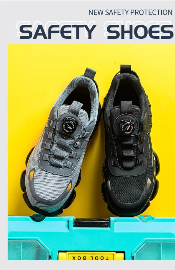 Rotating Button Steel Toe Safety Shoes Men Anti-smash Anti-puncture Work Shoes Breathable Sport Shoes Security Protective Boots - Image 12