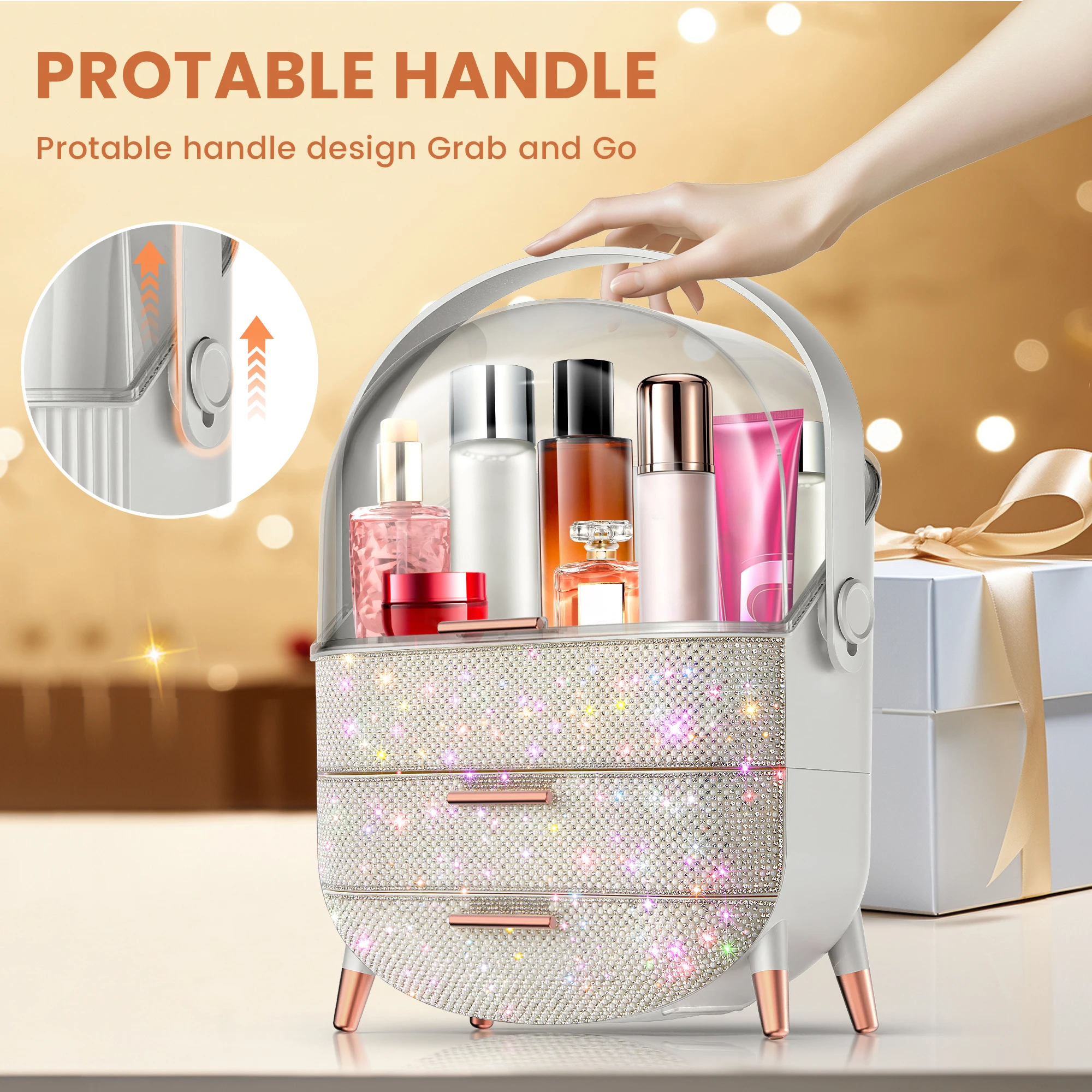 Compact Makeup Organizer - Spacious Storage for Eyeshadow, Skincare & More - Perfect for Bedrooms, Dorms, and Travel - Keeps Cos - Image 2