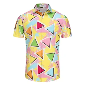 KYKU Men's Casual Button-Down Shirts Hawaiian Shirt Short Sleeve Beach Clothes with Pockets