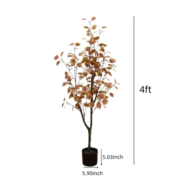 4ft/5ft Artificial Fall Eucalyptus Tree Tree Fake Plant in Pot Realistic Fall Leaf Autumn Leaves Decorations For Home Decor - Image 4