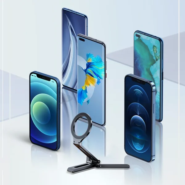 Magnetic Phone Tripod Aluminum Alloy Foldable Phone Stand Portable Desktop Phone Mount for Cell Phone Video Recording Travel - Image 3