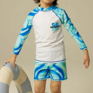 Children Boys Swimming Set Soft Print Swimming Bathing Surfing Swimsuit Set Tops+Pants Kids Summer Breathable Training Beachwear