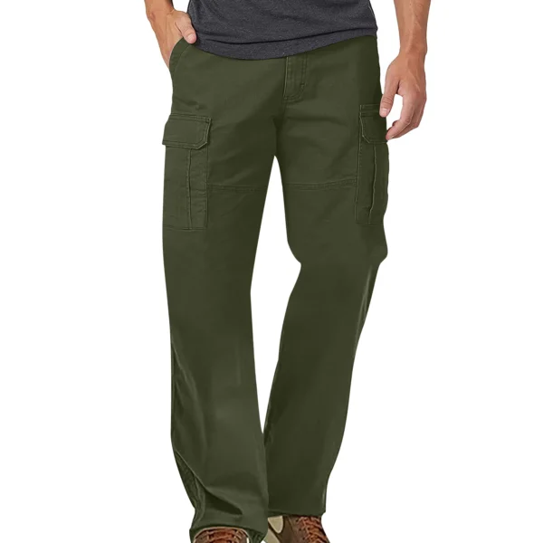 Men s Classic Cargo Pants with Multiple Pockets and Straight Legs Mid Rise Design with Zipper Fly Closure Full Length Casual - Image 7