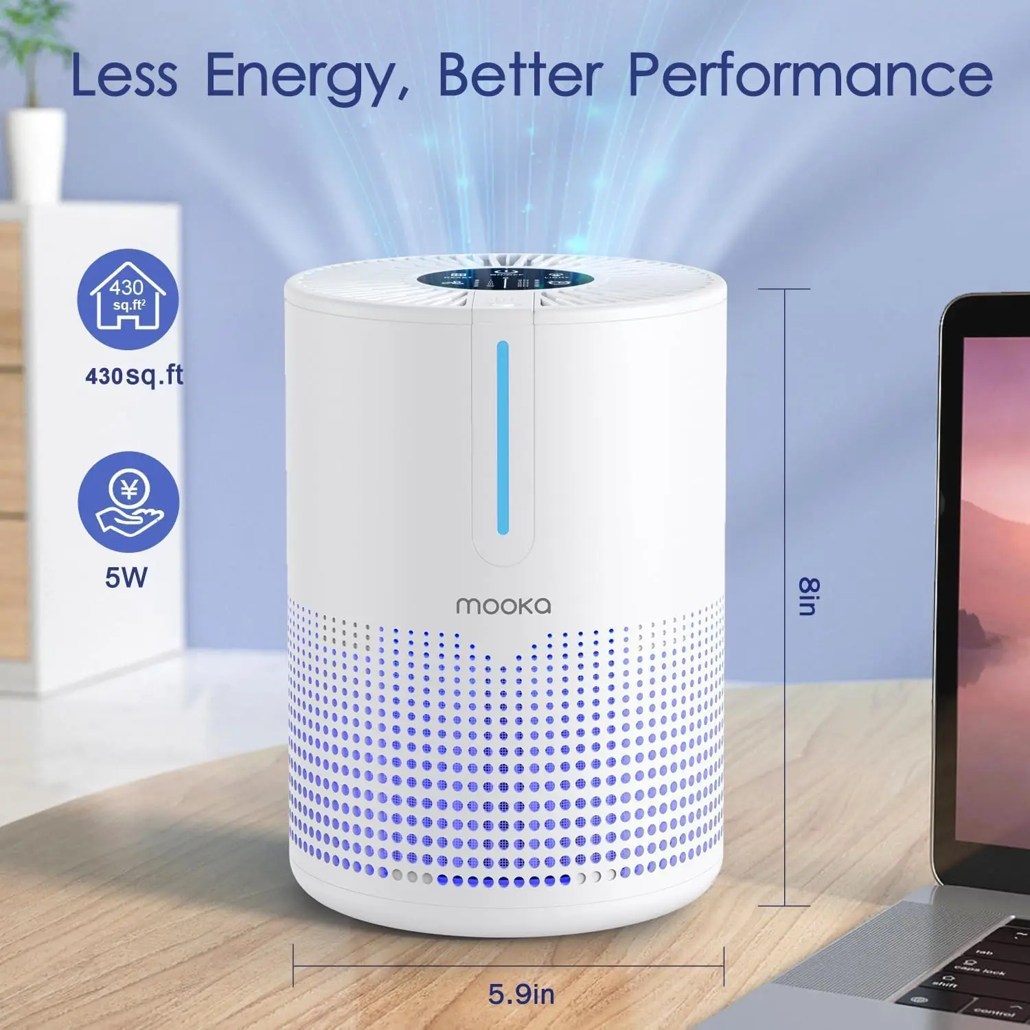 Air Purifiers for Bedroom Home 430 Sq.Ft, H13 HEPA Filter Small Portable Air Purifier for Car RV - Image 6