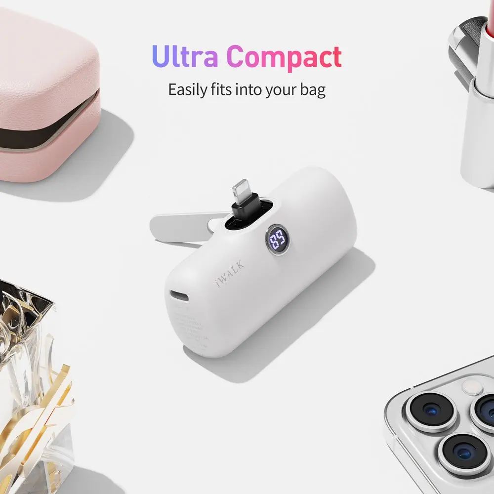 IWALK Capsule Power Bank Portable Fast Charging Stand Mobile Power Bank 5000mAh Compatible with iPhone 8-14 Lightning - Image 5