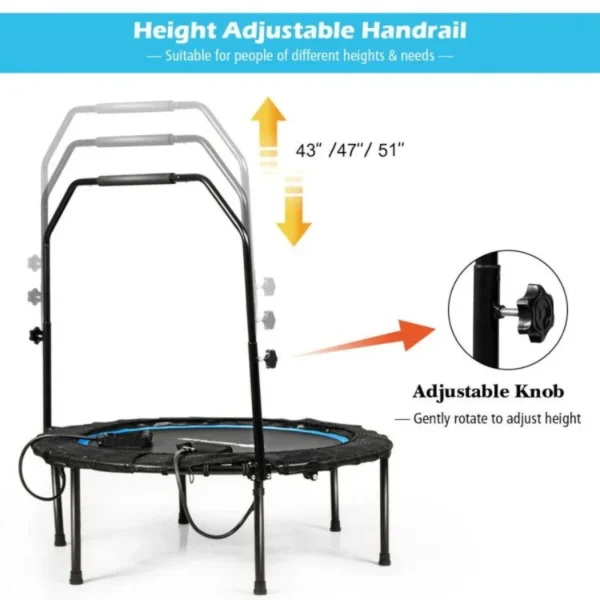 40 Inch Foldable Fitness Rebounder with Resistance Bands Adjustable Home - Image 5