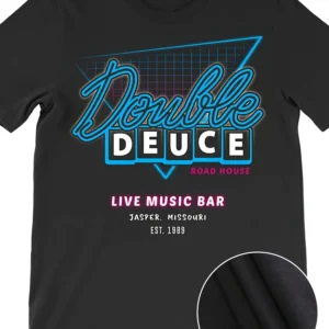 Road House Double Deuce T-Shirt 2516 Funny Men's Short Sleeve Graphic T-shirt Collection Black AR 220g