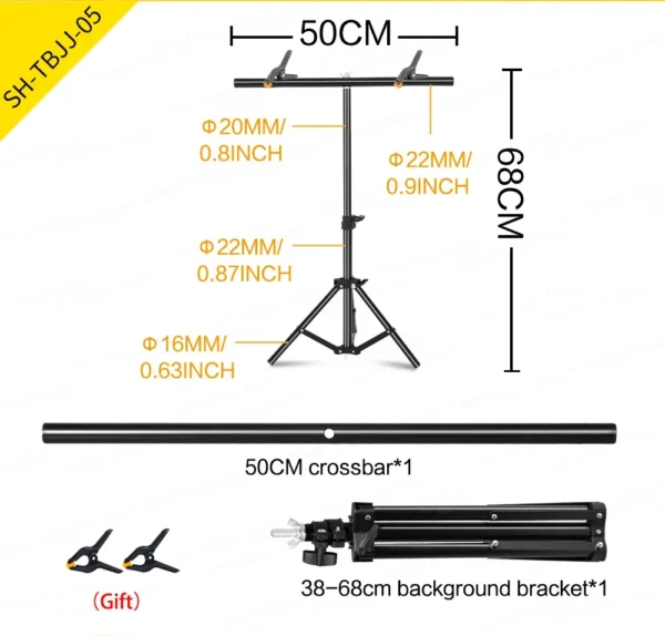 SH T-shaped Stand Tripod Background Backdrop Photography Adjustable Support System Photo Studio  for Non-Woven Muslin Backdrops - Image 12